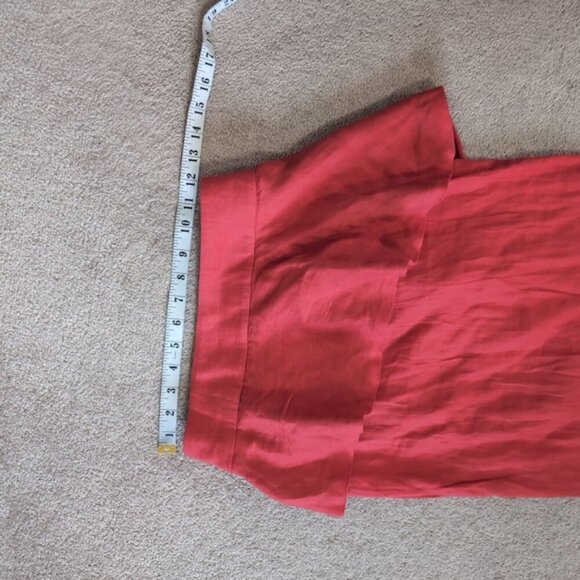 Zara Linen Beach Vacation Coastal Ruffle Frill Pencil Red Orange Skirt XS - Picture 6 of 9